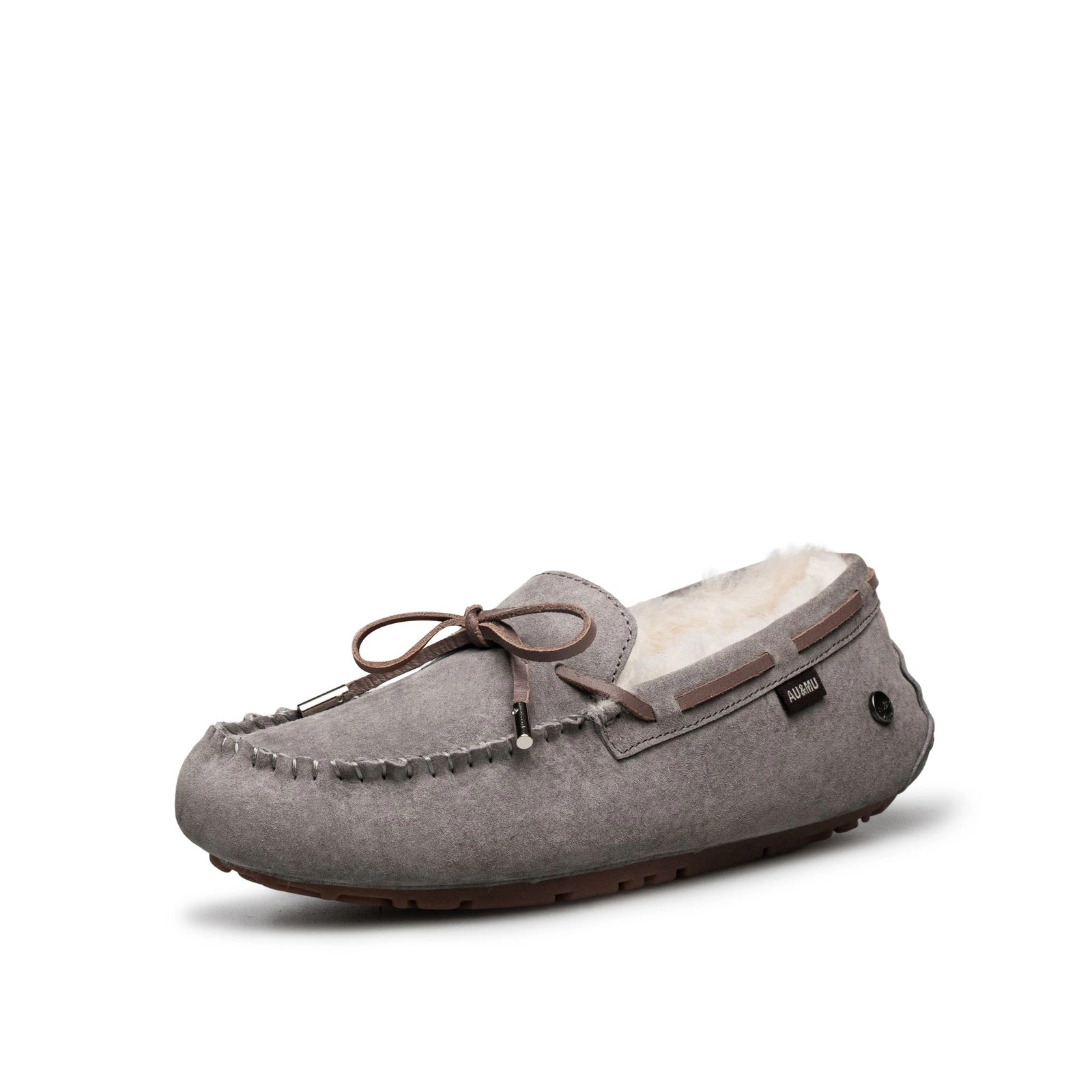 AU&MU Nomad Lace 围边系带羊毛莫卡辛鞋 · 灰色