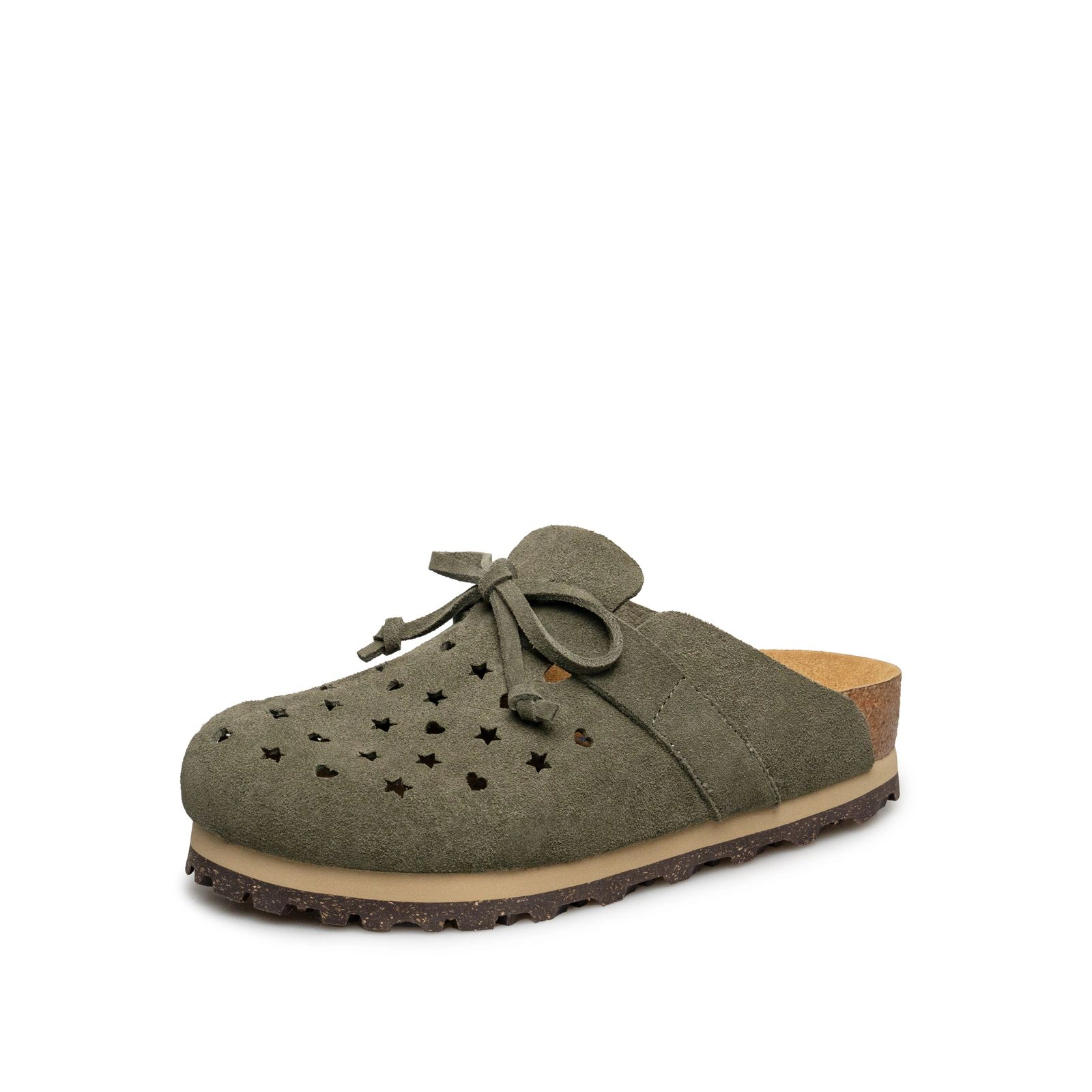 AU&MU Forma Clog 星形镂空系带包头软木半拖 · 马尔斯绿