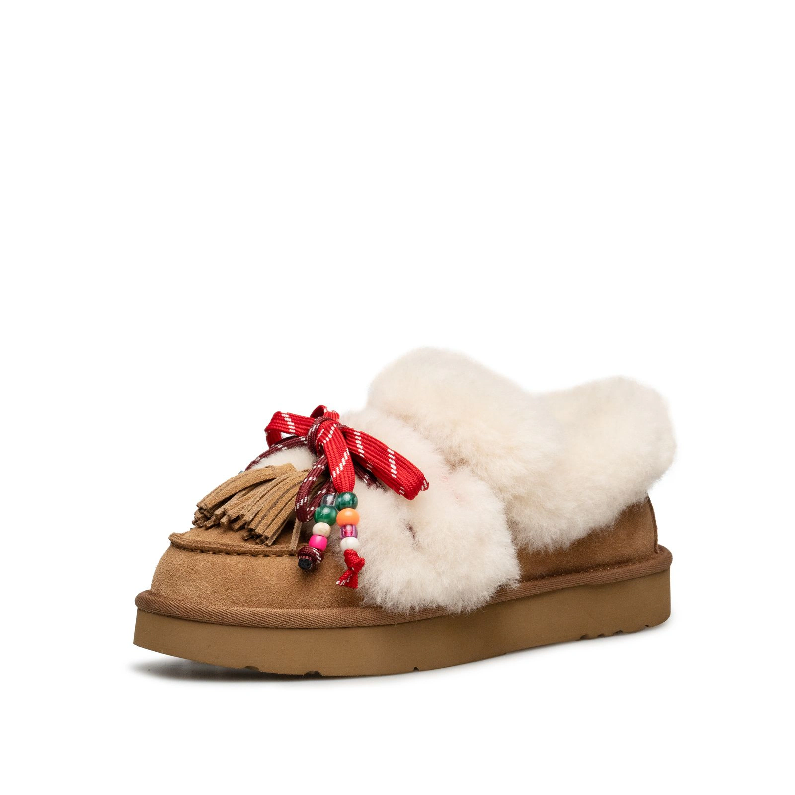 AU&MU Cocoon Clog 毛绒珠饰露跟毛鞋